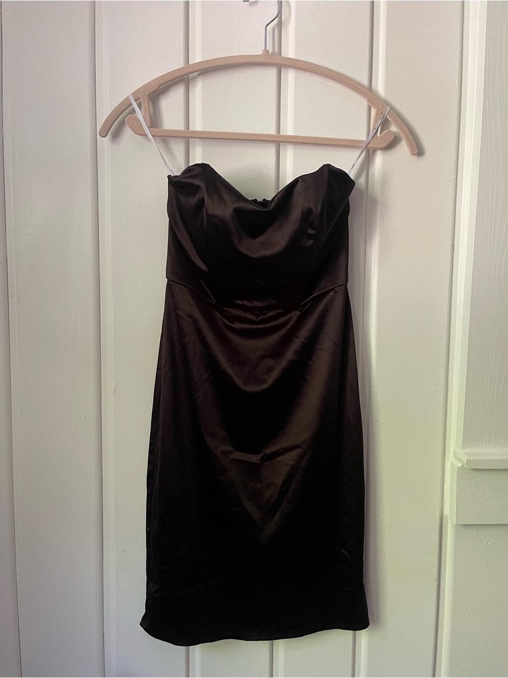 Lulus black satin strapless dress